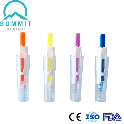 Lancetta di sicurezza del sangue colorato 21G 23G 26G 28G 30G per il test del punto di cura