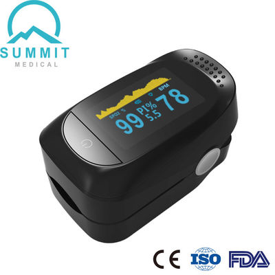Ossimetro medico nero pieno di impulso della punta delle dita di OLED FDA per uso di benessere