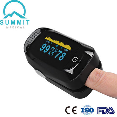 Ossimetro medico nero pieno di impulso della punta delle dita di OLED FDA per uso di benessere