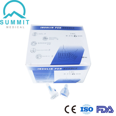 Iniezione diabetica Pen Needles 31G 6mm dell'insulina 100 pezzi