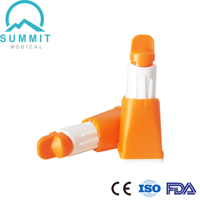 Arancia regolabile della lancetta di sangue di sicurezza delle regolazioni multiple di profondità 28G 1.3mm/1.8mm/2.3mm