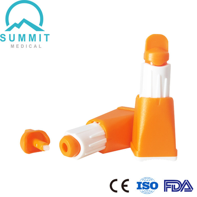 Arancia regolabile della lancetta di sangue di sicurezza delle regolazioni multiple di profondità 28G 1.3mm/1.8mm/2.3mm
